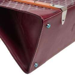 Pre Owned Goyard Burgundy Goyardine Coated Canvas and Leather Saigon MM Top Handle Bag