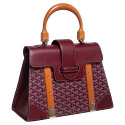 Pre Owned Goyard Burgundy Goyardine Coated Canvas and Leather Saigon MM Top Handle Bag