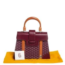 Pre Owned Goyard Burgundy Goyardine Coated Canvas and Leather Saigon MM Top Handle Bag