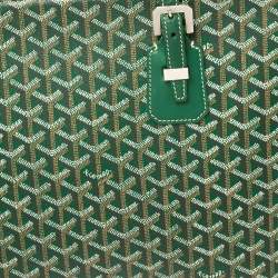 Pre Owned Goyard Green Goyardine Coated Canvas and Leather Okinawa GM Tote