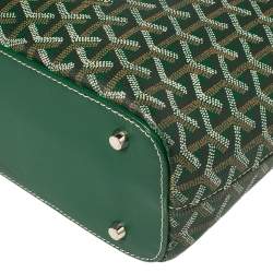 Pre Owned Goyard Green Goyardine Coated Canvas and Leather Okinawa GM Tote