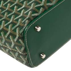 Pre Owned Goyard Green Goyardine Coated Canvas and Leather Okinawa GM Tote