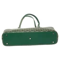 Pre Owned Goyard Green Goyardine Coated Canvas and Leather Okinawa GM Tote