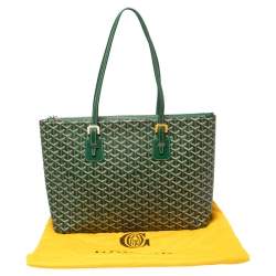 Pre Owned Goyard Green Goyardine Coated Canvas and Leather Okinawa GM Tote