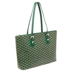 Pre Owned Goyard Green Goyardine Coated Canvas and Leather Okinawa GM Tote