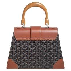 Pre Owned Goyard Brown Goyardine Coated Canvas and Leather Saigon PM Top Handle Bag