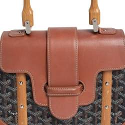 Pre Owned Goyard Brown Goyardine Coated Canvas and Leather Saigon PM Top Handle Bag