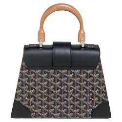 Goyard Black Coated Canvas and Leather PM Saigon Top Handle Bag