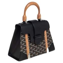 Goyard Black Coated Canvas and Leather PM Saigon Top Handle Bag