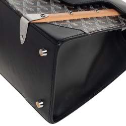 Goyard Black Coated Canvas and Leather PM Saigon Top Handle Bag