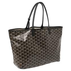 Pre Owned Goyard Black Goyardine Coated Canvas and Leather Saint Louis PM Tote