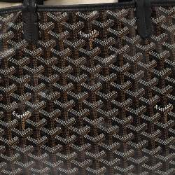 Pre Owned Goyard Black Goyardine Coated Canvas and Leather Saint Louis PM Tote