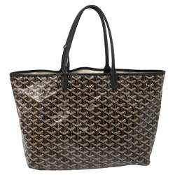 Pre Owned Goyard Black Goyardine Coated Canvas and Leather Saint Louis PM Tote