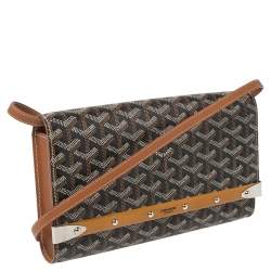Pre Owned Goyard Brown Goyardine Coated Canvas and Leather Monte Carlo Bois Shoulder Bag