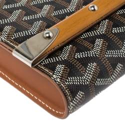 Pre Owned Goyard Brown Goyardine Coated Canvas and Leather Monte Carlo Bois Shoulder Bag
