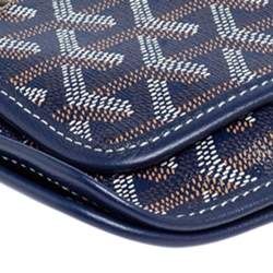 Pre Owned Goyard Blue Goyardine Coated Canvas Plumet Crossbody Bag