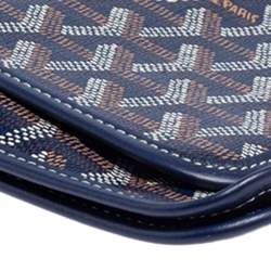 Pre Owned Goyard Blue Goyardine Coated Canvas Plumet Crossbody Bag