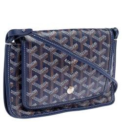 Pre Owned Goyard Blue Goyardine Coated Canvas Plumet Crossbody Bag