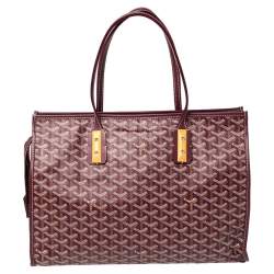Pre Owned Goyard Burgundy Goyardine Coated Canvas and Leather Marquises Tote