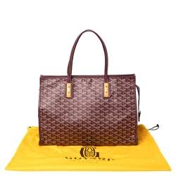 Pre Owned Goyard Burgundy Goyardine Coated Canvas and Leather Marquises Tote