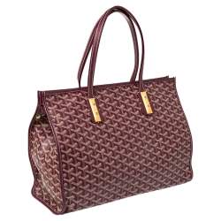 Pre Owned Goyard Burgundy Goyardine Coated Canvas and Leather Marquises Tote