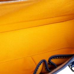 Pre Owned Goyard Navy Blue Goyardine Coated Canvas and Leather Belvedere MM Saddle Bag