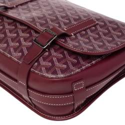 Pre Owned Goyard Burgundy Goyardine Coated Canvas and Leather Belvedere II MM Bag