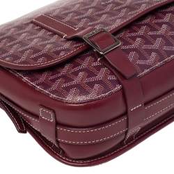 Pre Owned Goyard Burgundy Goyardine Coated Canvas and Leather Belvedere II MM Bag