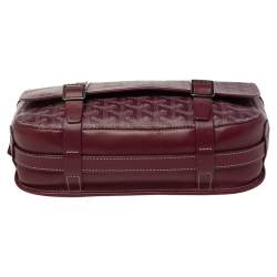 Pre Owned Goyard Burgundy Goyardine Coated Canvas and Leather Belvedere II MM Bag