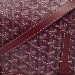 Pre Owned Goyard Burgundy Goyardine Coated Canvas and Leather Belvedere II MM Bag