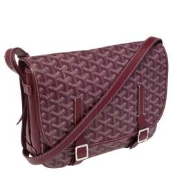 Pre Owned Goyard Burgundy Goyardine Coated Canvas and Leather Belvedere II MM Bag