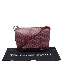 Pre Owned Goyard Burgundy Goyardine Coated Canvas and Leather Belvedere II MM Bag