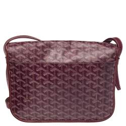 Pre Owned Goyard Burgundy Goyardine Coated Canvas and Leather Belvedere II MM Bag