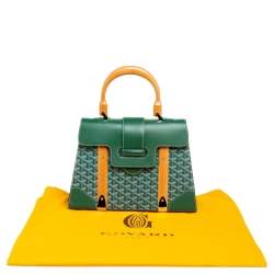 Pre Owned Goyard Green Goyardine Coated Canvas and Leather Saigon MM Top Handle Bag