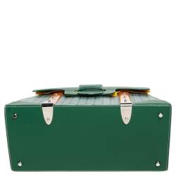 Pre Owned Goyard Green Goyardine Coated Canvas and Leather Saigon MM Top Handle Bag