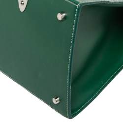 Pre Owned Goyard Green Goyardine Coated Canvas and Leather Saigon MM Top Handle Bag