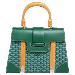 Goyard Green Goyardine Coated Canvas and Leather Saigon MM Top Handle Bag