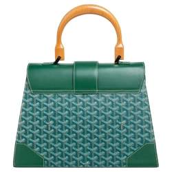 Pre Owned Goyard Green Goyardine Coated Canvas and Leather Saigon MM Top Handle Bag