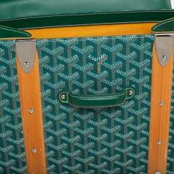 Pre Owned Goyard Green Goyardine Coated Canvas and Leather Saigon MM Top Handle Bag
