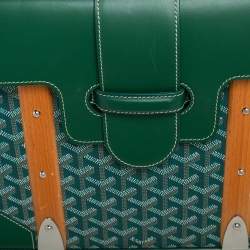 Pre Owned Goyard Green Goyardine Coated Canvas and Leather Saigon MM Top Handle Bag