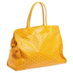 Goyardine Yellow Goyardine Coated Canvas and Leather Sac Hardy PM Pet Carrier Bag