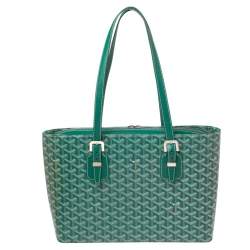 Pre Owned Goyard Green Goyardine Coated Canvas Marie Galante MM Bag