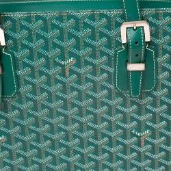 Pre Owned Goyard Green Goyardine Coated Canvas Marie Galante MM Bag