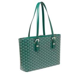 Pre Owned Goyard Green Goyardine Coated Canvas Marie Galante MM Bag