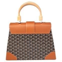 Pre Owned حقيبة جويارد سايغون كانفاس مقوى جوياردين وجلد بنية بيد علوية MM