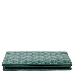 Pre Owned Goyard Green Goyardine Coated Canvas and Leather Richelieu Wallet