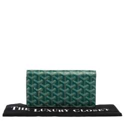 Pre Owned Goyard Green Goyardine Coated Canvas and Leather Richelieu Wallet