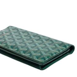 Pre Owned Goyard Green Goyardine Coated Canvas and Leather Richelieu Wallet