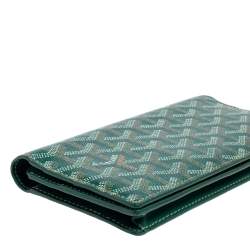 Pre Owned Goyard Green Goyardine Coated Canvas and Leather Richelieu Wallet