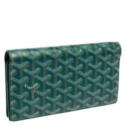 Pre Owned Goyard Green Goyardine Coated Canvas and Leather Richelieu Wallet